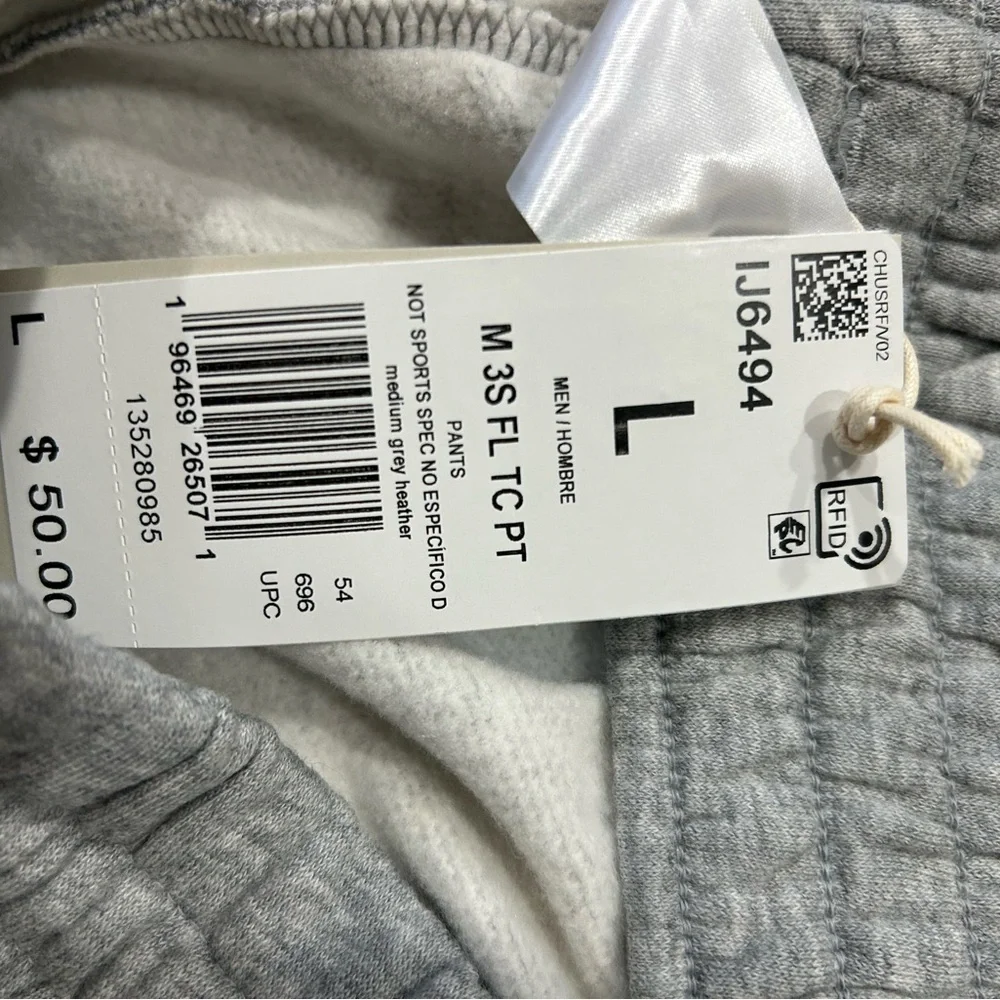 Adidas Mens Essentials 3-Stripes Fleece Joggers Grey Heather IJ6494 Size L NEW